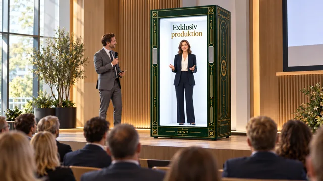 Illustration: fiktiv nutida talare i en Holobox på scen